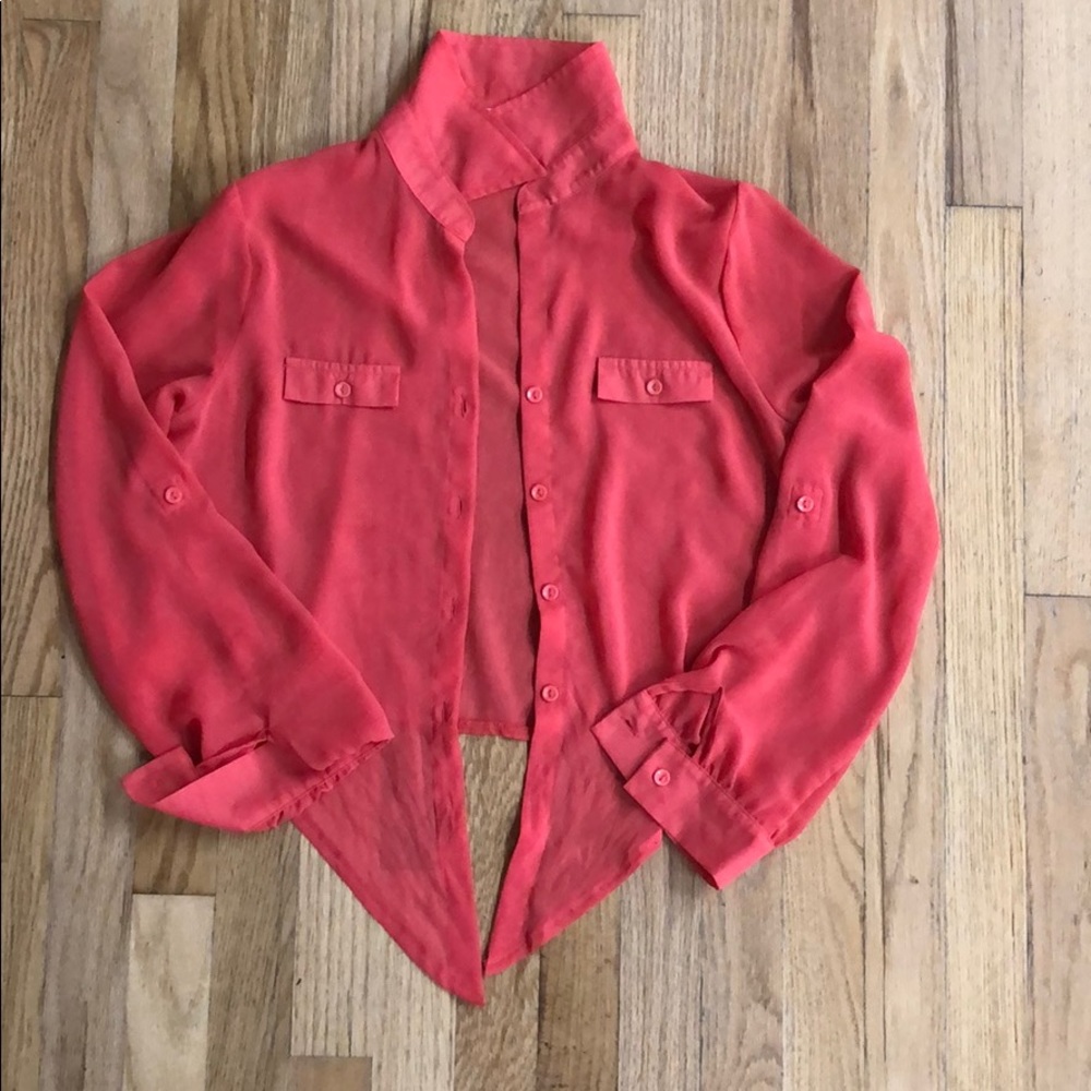Pinkish Peach Long Sleeve Buttoned Down Shirt
